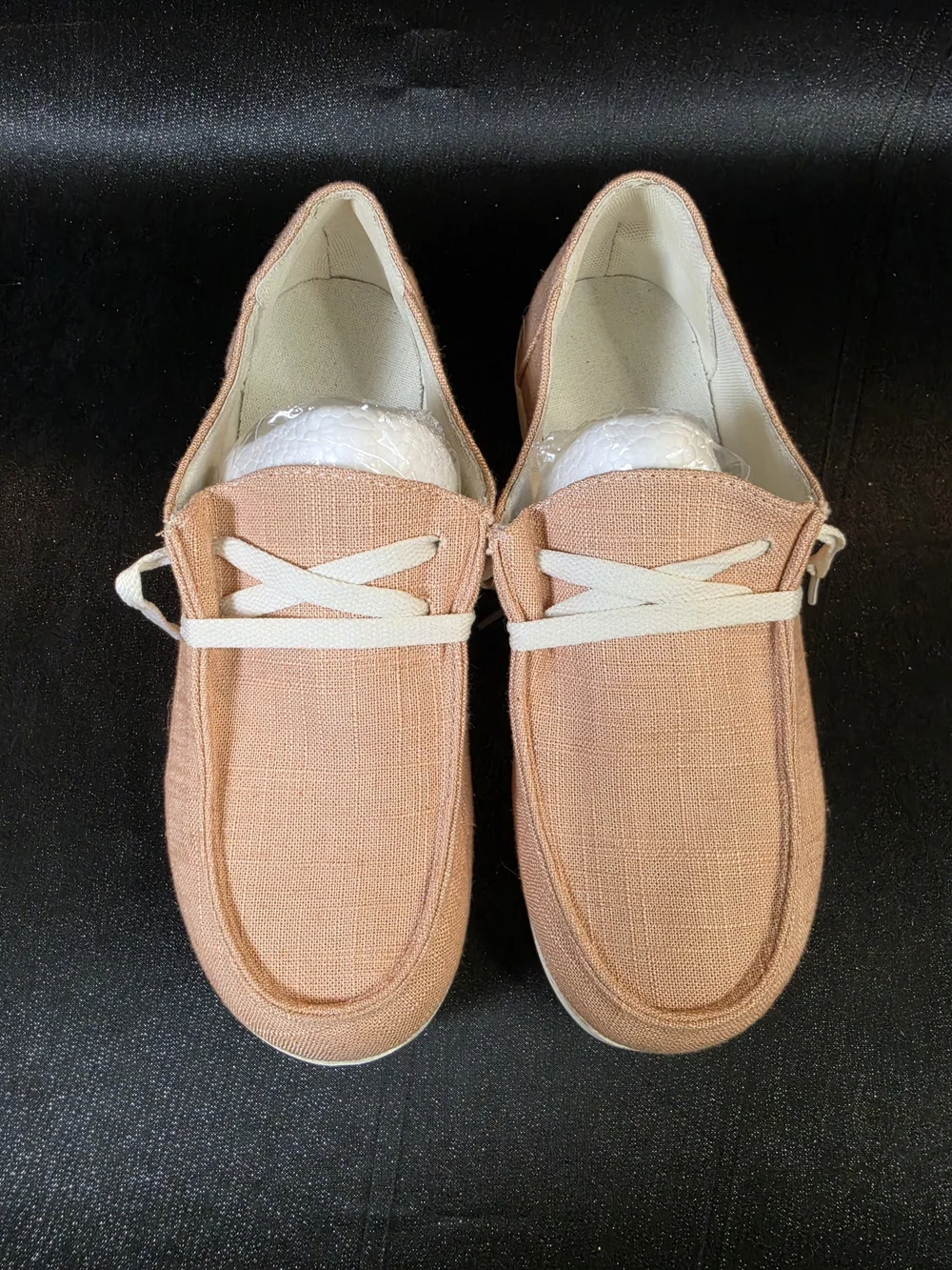 Women's Peach Canvas Slip-On Casual Loafers Size 8 Comfort Lace-Up Walking Shoes